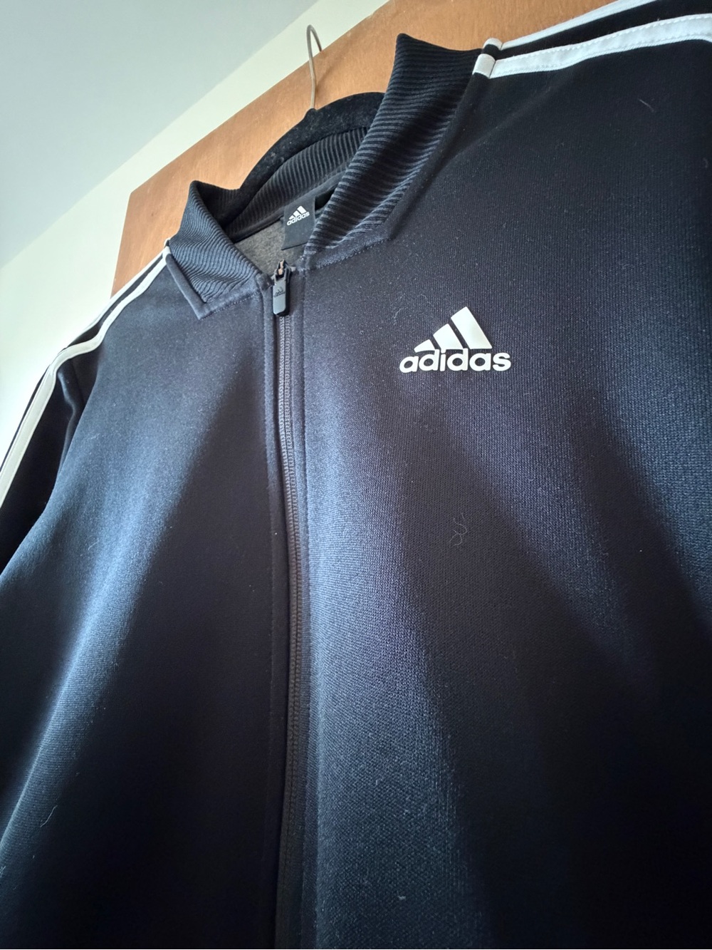 Adidas Women’s Black Track Jacket with White Stripes